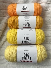 BIG TWIST VALUE YARN LOT OF 4 SKEINS ORANGE BRT VARSITY GOLD PALE YELLOW