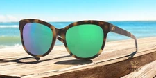COSTA DEL MAR 6S2004 02 Bimini Shiny Vintage Tortoise Green 54 Womens Sunglasses