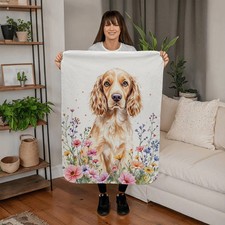 Wildflower Floral Cocker Spaniel Dog Blanket