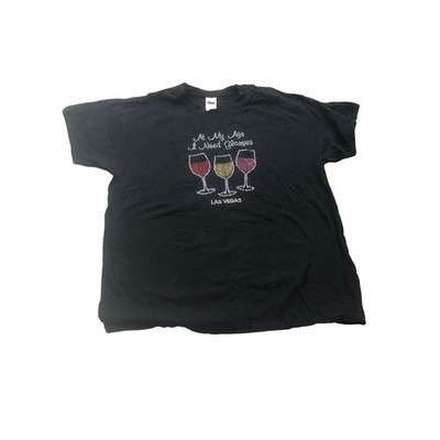 Las Vegas T Shirt Women's Gildan At My Age I Need Glasses Rhinestone L