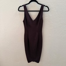 ASTR the Label Womens XS V-Neck Ribbed Bodycon Midi Dress Burgundy Sexy Chic