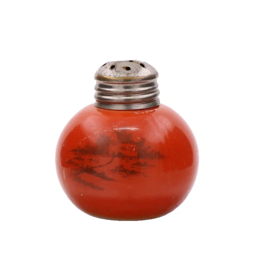 Edwardian Era EAPG Westmoreland Decorated Orange Opal Single Salt Shaker 2 1/4"