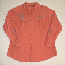 Vtg Womens Wrangler Floral Western Rodeo Shirt Size XL Embroidered Pearl Snaps