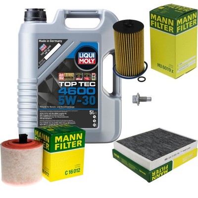 MANN Inspektionspaket 5 L LIQUI MOLY Top Tec 4600 5W-30 für Opel Astra K