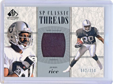 GAME USED WORN /350 Jerry Rice 2002 SP Classic Legendary Cuts Jersey Card #CC-JR