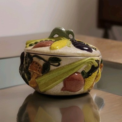 Vintage Handpainted Ceramic Vegetable Covered Dish 1984 Corn Beets Carrot Celery