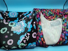 Set of 2 Women's 3XL Med Couture Black Multicolor V-neck Pockets Scrub Top