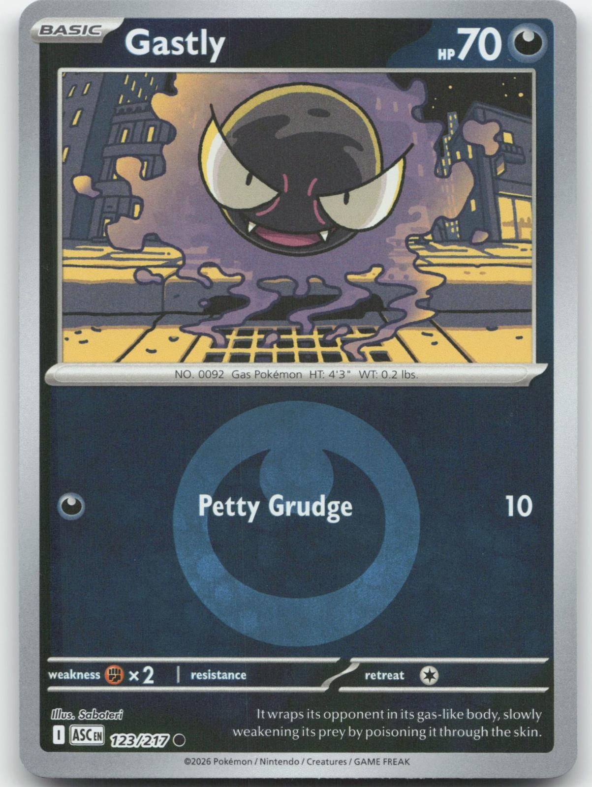 Gastly (Energy Symbol Pattern) 123/217 Ascended Heroes Pokemon Reverse Holo NM