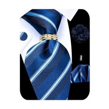 5PCS Tie and Pocket Square Set for Men, Silk Tie and Blue Tie Set -258