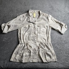 Da-Nang Surplus Cloca Jacket Womens Medium Camo Beige Silk Cotton Utility  Cargo