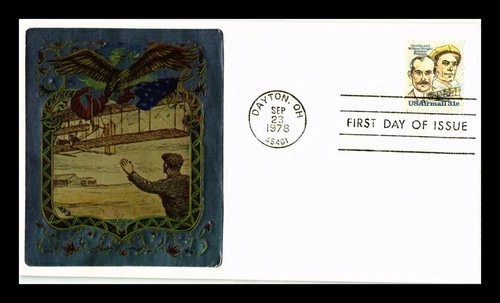 ROSS SILVER FOIL CACHET US COVER FIRST DAY OF ISSUE ORVILLE & WILBUR WRIGHT