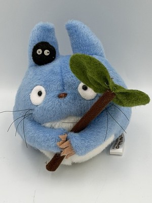 Vintage Blue Sun Arrow My Neighbor Totoro Holding Leaf Vibrating Plush 5  RARE