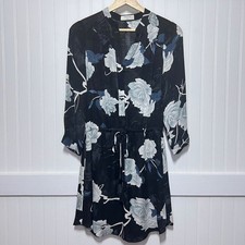 Aritzia Babaton Silk Mini Dress Whimsigoth Cottagecore Black Floral V Neck Tie
