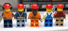 LEGO Demolition Site 60076 Minifigures ONLY Construction Mini Figure Lot Of 5