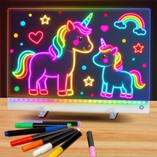 Rechargeable Led Drawing Board for Kids, 13.8 10 Dry Erase Board, 4 Modes 7 C...