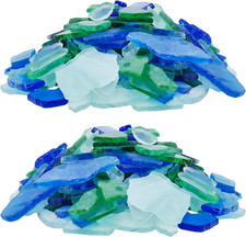 4 Lbs /64 Oz Frosted Blue Green Clear Mix Sea Glass Crushed Seaglass Pieces Vase