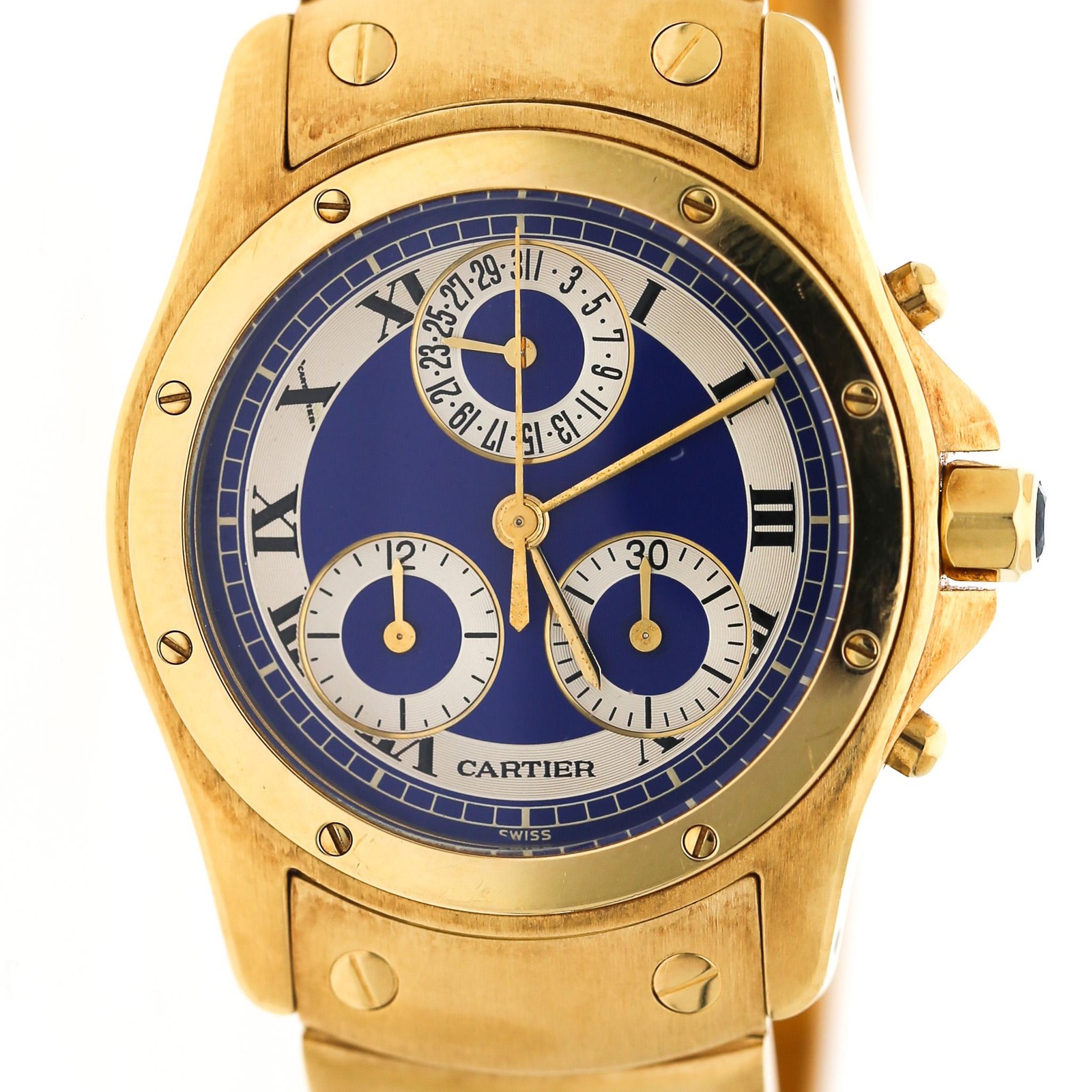 Cartier Ronde Blue Chronograph 18K Gold