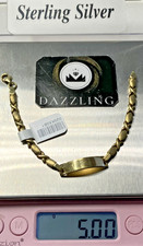 925 Sterling Silver Gold-Tone Girl Kids Children ID Bracelet 5g 6  XO Style