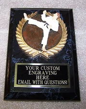 KARATE TROPHY AWARD PLAQUE FREE CUSTOM ENGRAVING "SUPPORT THE VET"