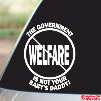 THE GOVERNMENT IS NOT YOUR BABY'S DADDY! ANTI WELFARE VINYL DECAL WINDOW STICKER