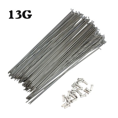10PCS 14G Bike Bicycle Spokes Nipples 253~290mm Stainless Steel Spoke Sliver MF