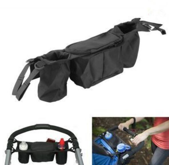 Carrito De Bebé Universal Negro Con Organizador Y Soporte Para Bebidas