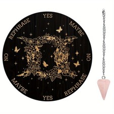 1set Wood Pendulum Board 1pc 304 Stainless Steel Cable Chain Necklaces 1pc