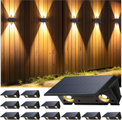 2 Pezzi Lampade Solari Da Esterno 6 LED, Luce Calda, IP65, Con Pannello Regolabile Per Giardino E Balcone - 2
