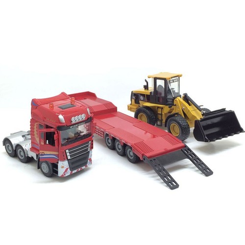 1:50 Flatbed Truck Toy with Loader Trailer Transport Diecast Construction Toys - Picture 4 of 6