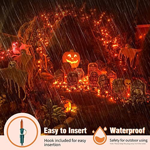 Outdoor Halloween Lights, 2PACK 13ft 50 Count 50 Bulbs (Pack of 2) 50L Orange - Picture 4 of 7