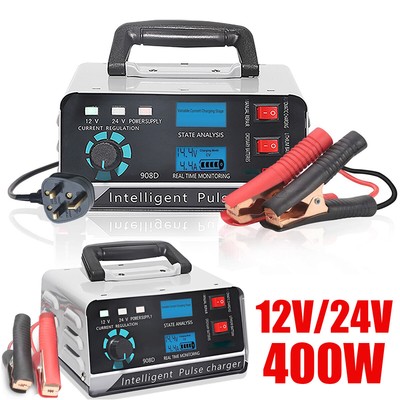 24V Caricabatteria per Auto Automatico Smart Pulse Repair Boat Trickle EU Plug Nrpfell 400W 30A 12V