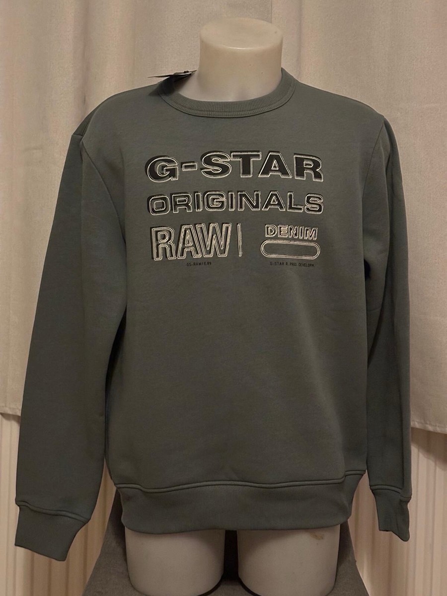 Mens Grey Moss G-Star Raw Originals Anchor Sweatshirt Size Large