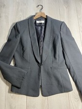 Tahari Gray Jacquard One Button Fitted Pocket Blazer Jacket Sz 10