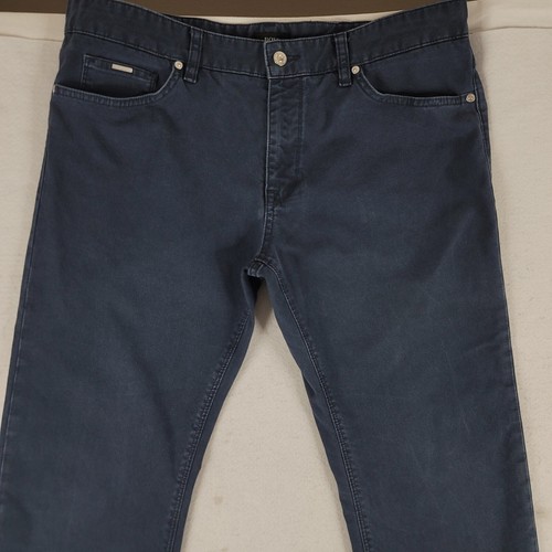 Hugo Boss Maine Jeans Mens 37x31 Blue Regular Fit Stretch Straight Mid Rise - Picture 4 of 14