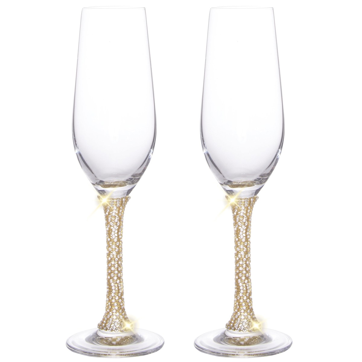 Set of 2 Stunning Gold Rhinestone Embelished Crystal  display picture 2
