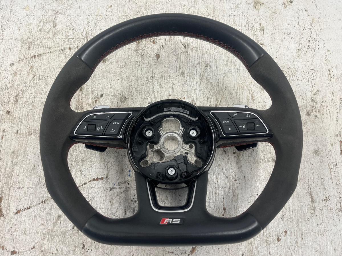 18 AUDI RS3 8V OEM BLACK SUEDE FLAT BOTTOM STEERING WHEEL