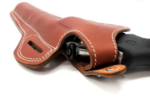 Right Hand Brown Leather Thumb Break Belt Holster for COLT ANACONDA REVOLVER 8" - Picture 5 of 9
