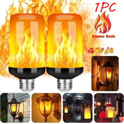 1Pc LED Flame Effect Fire Light Bulb E27 Simulated Nature Flicker Lamp De*wy
