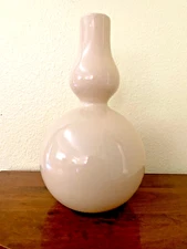 Royal Haeger Pottery Double Gourd Art Vase 13" Tall Off White MCM Retro Sticker 