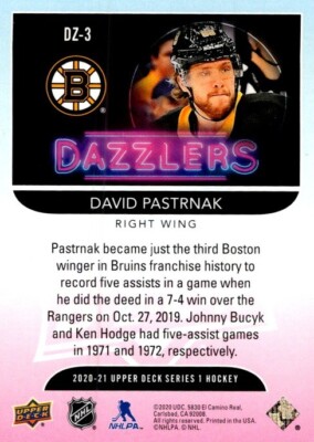 DAVID PASTRNAK 1920-21 Upper Deck UD Portraits #P-27 Boston Bruins