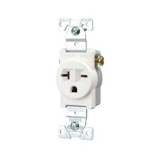  2 Eagle Electric Single Receptacle 20A-250V 2-Pole 3-Wire Grounding - White