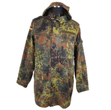 German Bundeswehr Flecktarn Camo Military Parka Jacket GR12 L Tall Hood Woodland