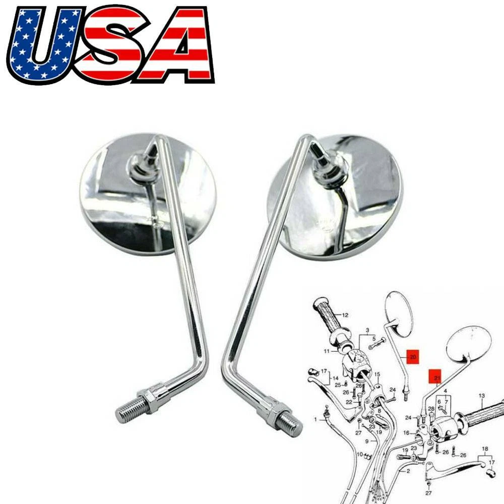 For HONDA CB350 CL350 SL100 SL125 SL350 XL100 XL125 XL250 MIRROR L&R 10mm US