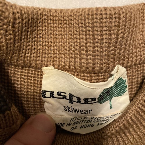 Vintage Women's Small Wool Cardigan Beige Aspen Skiwear Snow Sweater 60s 70s 80s - Picture 2 of 7