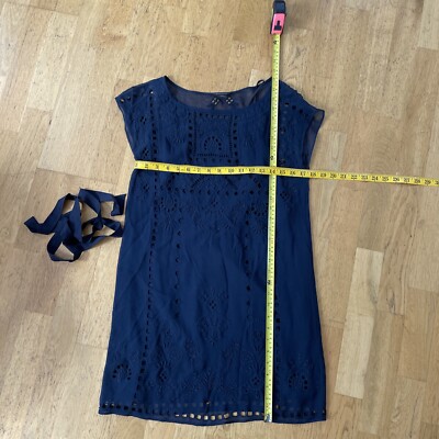 club monaco dress ebay Club Monaco Dress Sz 10 Blue Black Silk sleeveless vneck wrap maxi Whimsigoth