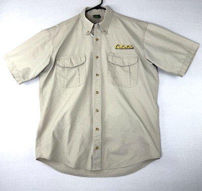 Cabela's Shirt Men's Large Tall Safari Beige Button Up Soft Canvas Trail Hiking