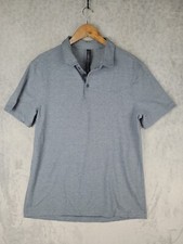 Lululemon shirt Men Sz L Short Sleeve Evolution Polo Pique Fabric Heathered Blue