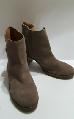 Mtng Originals Taupe Suede Leather Zip Ankle Boots Womens Size