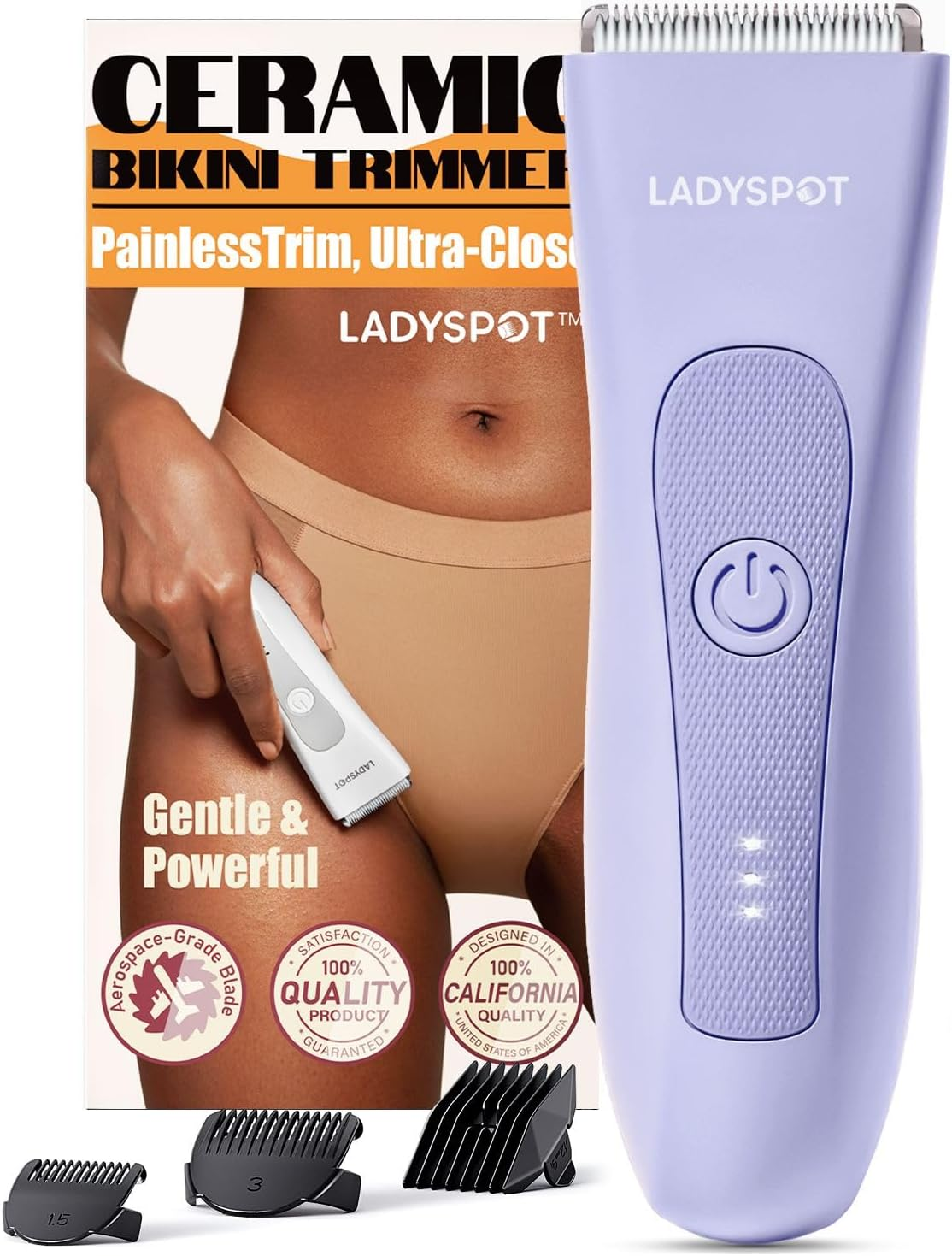Women's Electric Bikini Trimmer with Ceramic Blade and 3 Guard Attachments-image