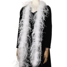 White Ostrich Feather Boa - 2Yards 1Ply Long Boas for ChristmasWedding PartyD...